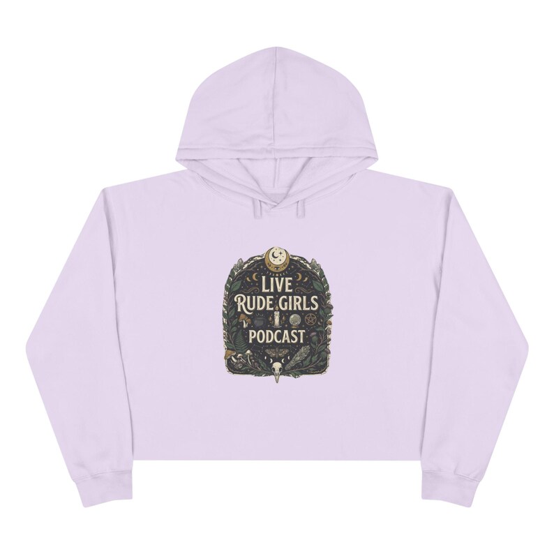 Lavender Live Rude Girls Podcast cropped hoodie